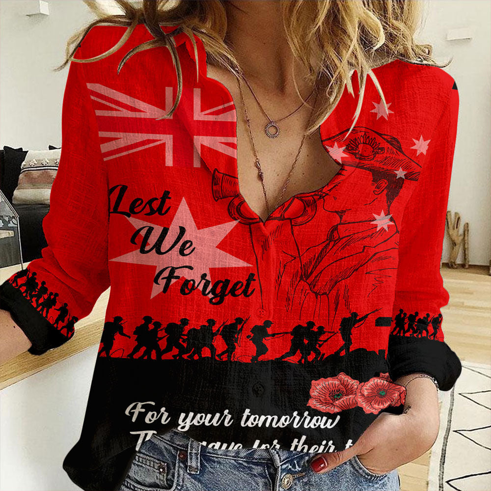 Clothing Lest We Forget For Those Who Leave Never To Return Women Casual Shirt