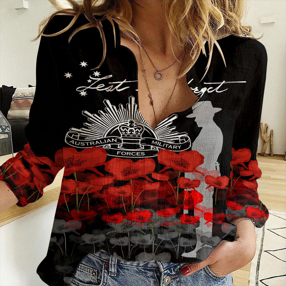 Clothing Australian Military Forces Anzac Day Lest We Forget Women Casual Shirt