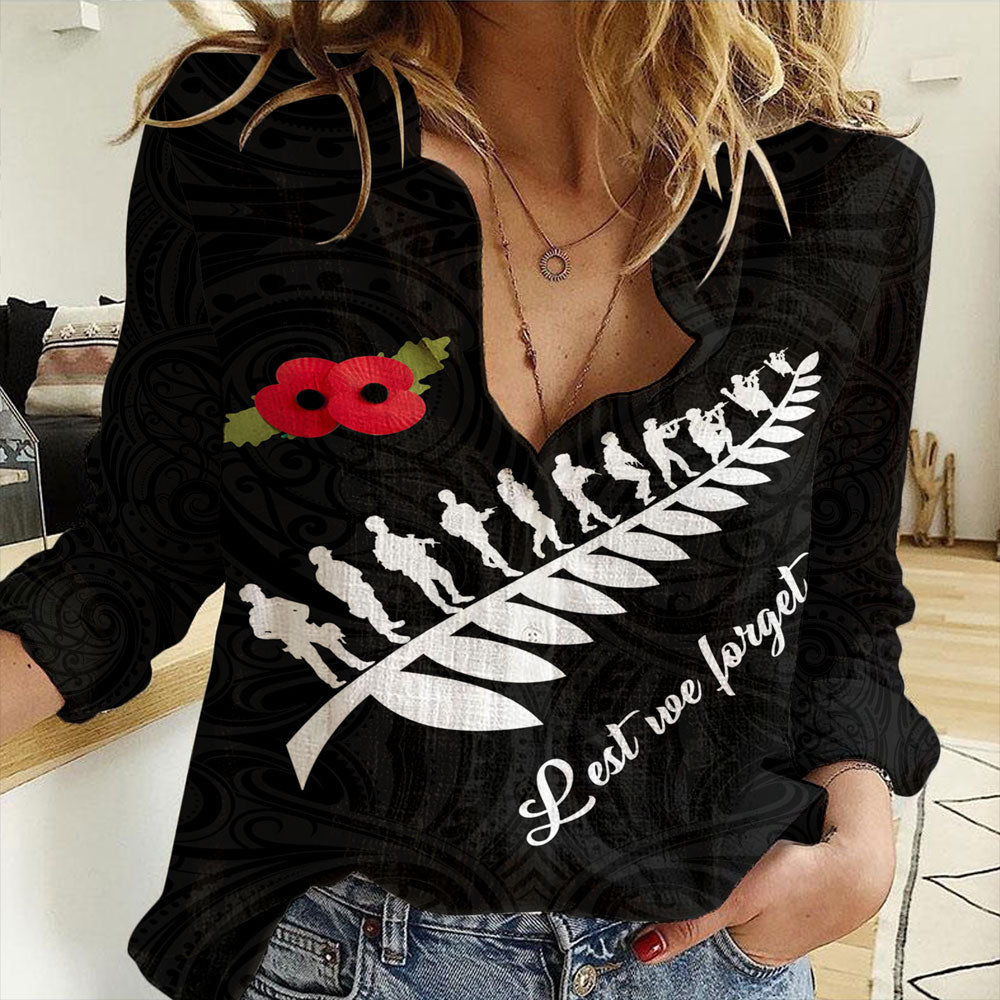 Clothing Anzac Fern Lest We Forget Women Casual Shirt