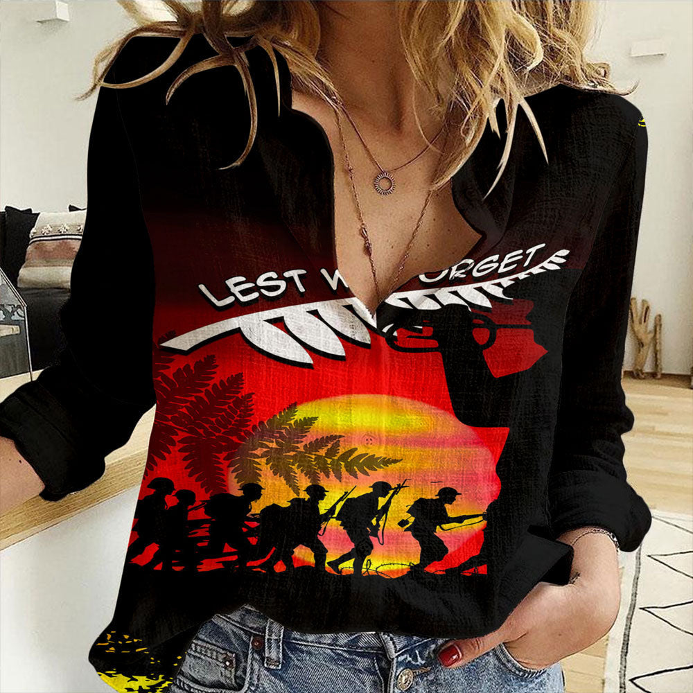 Clothing Anzac Lest We Forget Sun Women Casual Shirt