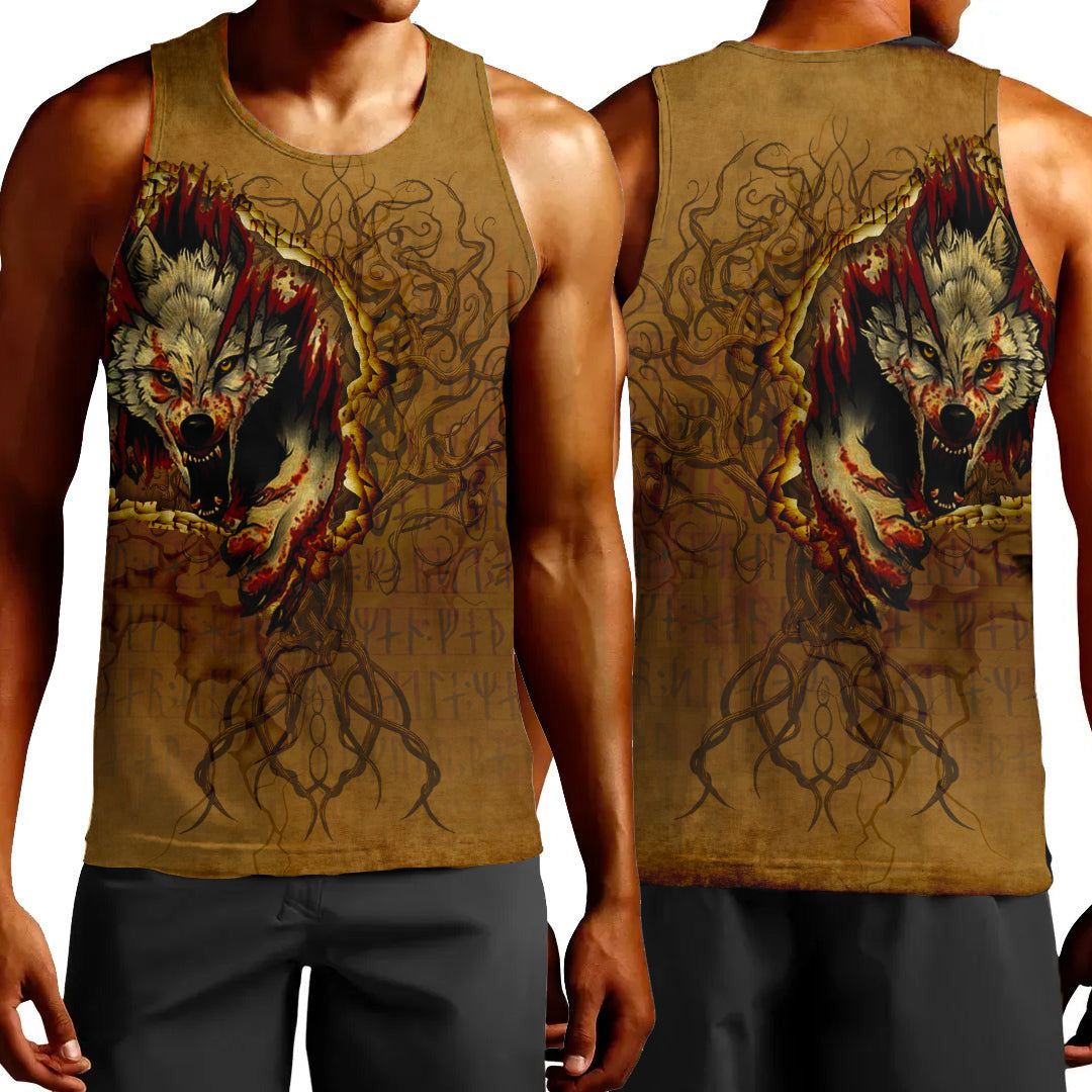 Clothing Custom Wolf Fenrir Norse Pagan Style Tank Top