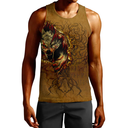 Clothing Custom Wolf Fenrir Norse Pagan Style Tank Top