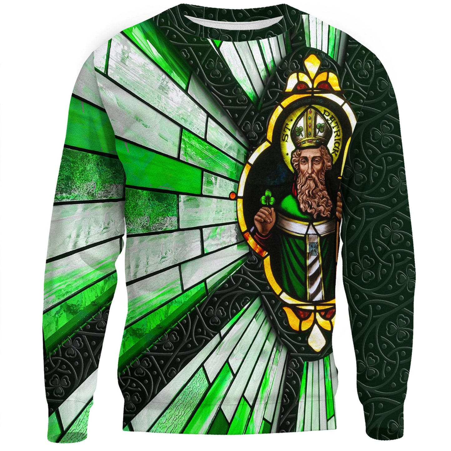Clothing S.T Patrick Day And Cross Strained Window Style Sweatshirts