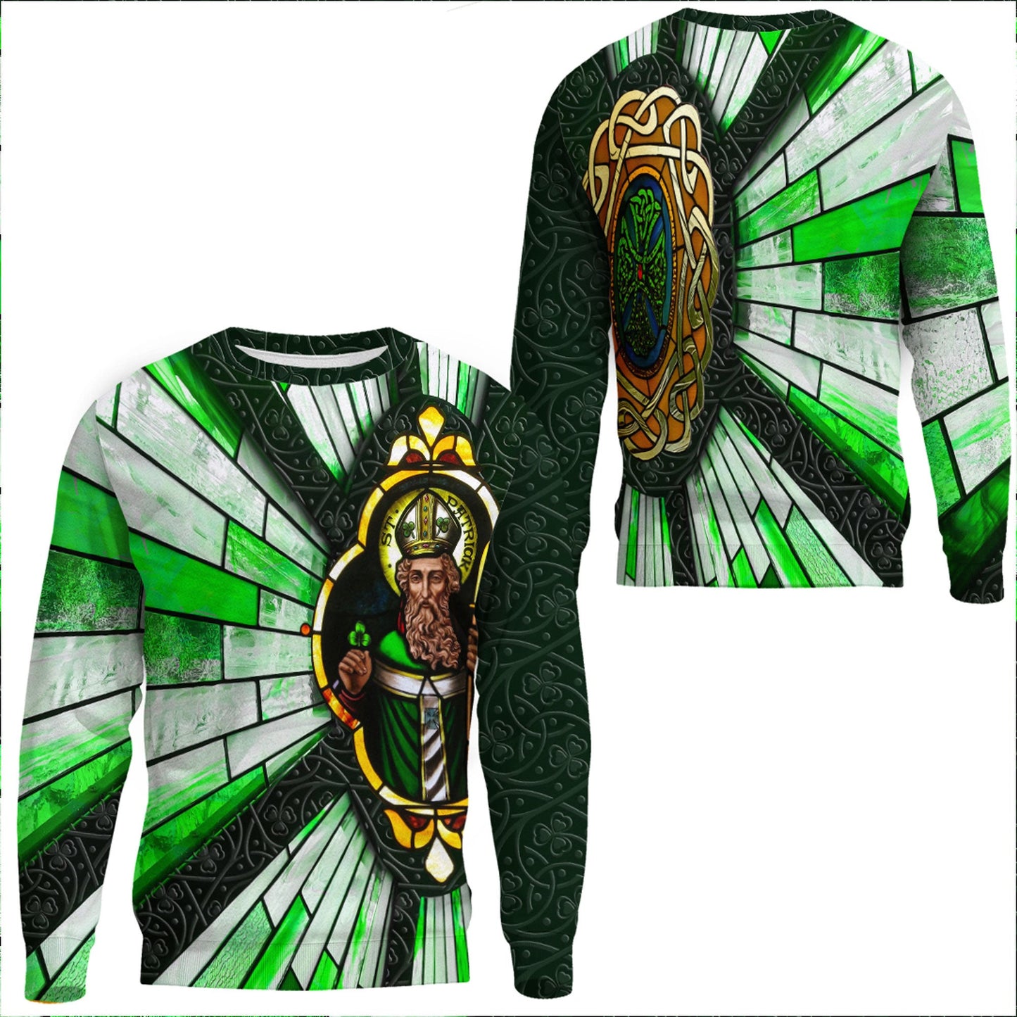 Clothing S.T Patrick Day And Cross Strained Window Style Sweatshirts