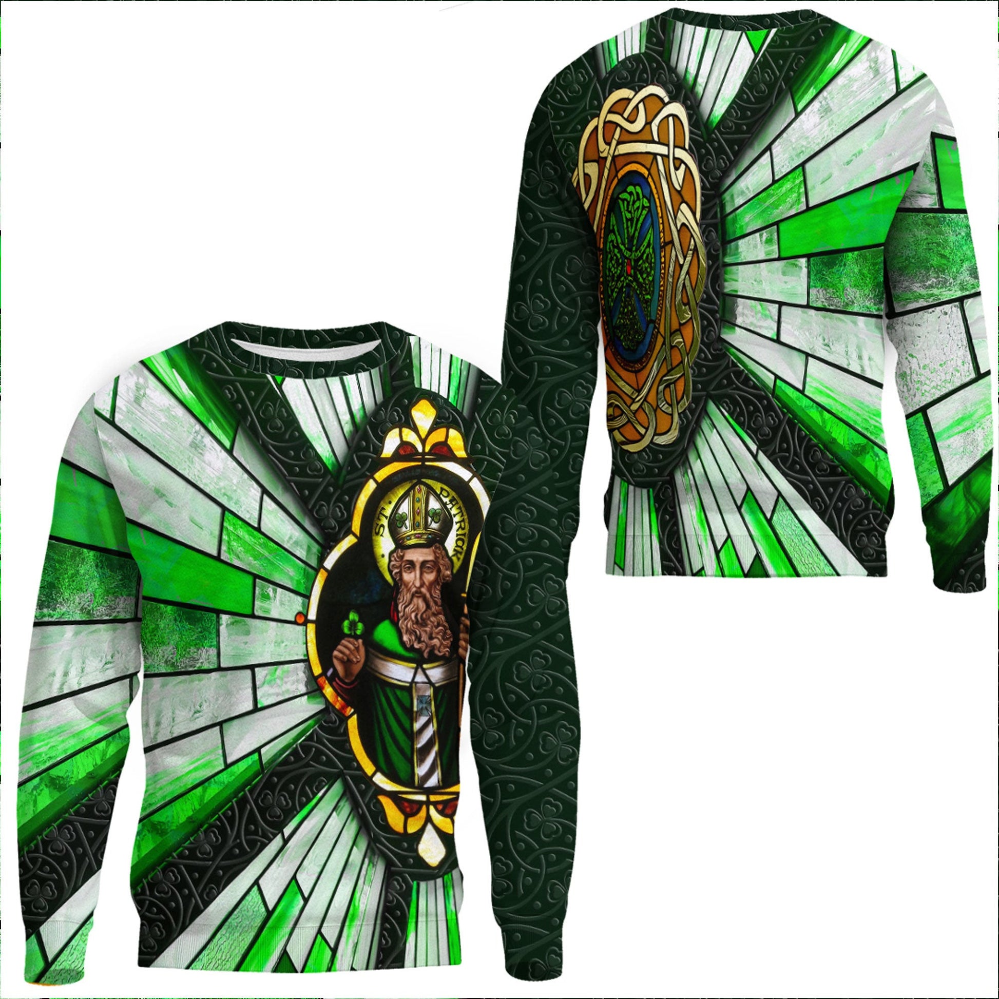 Clothing S.T Patrick Day And Cross Strained Window Style Sweatshirts
