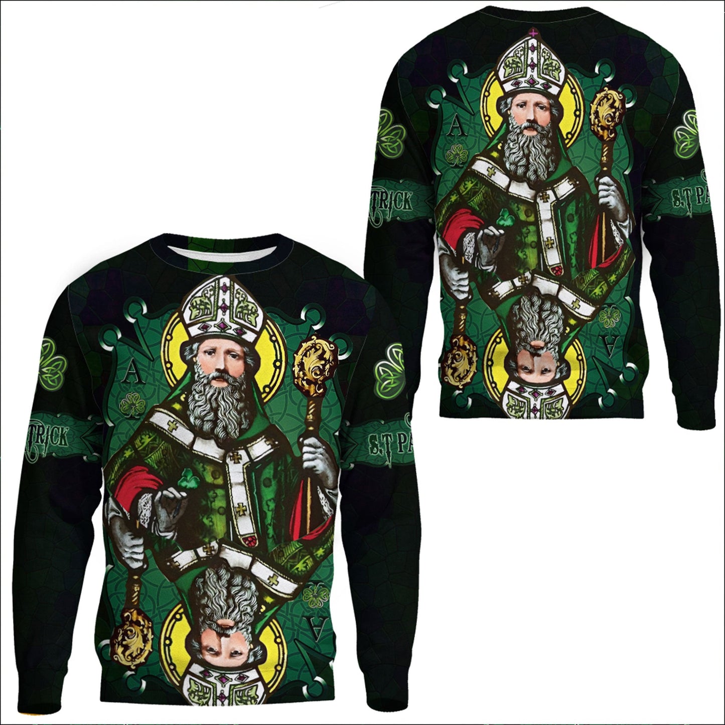 Clothing ST Patrick Day Card Style Three Leaf Clover Sweatshirts