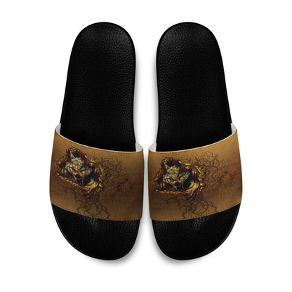 Slide Sandals Wolf Fenrir Norse Pagan Style Slide Sandals
