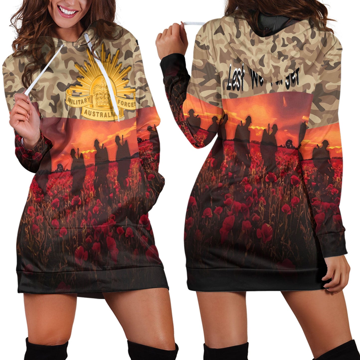 Clothing Anzac Day Camouflage Hoodie Dress