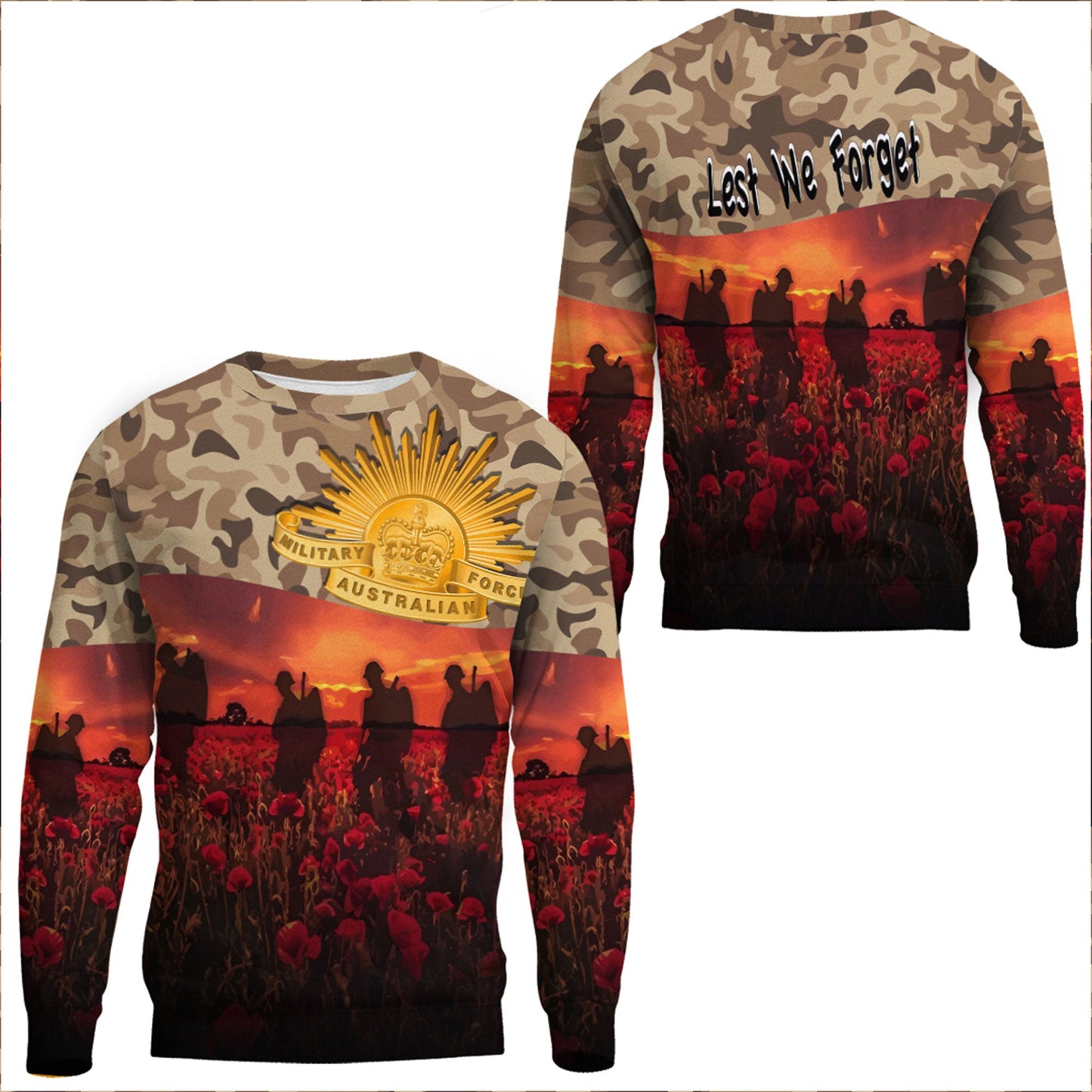 Clothing Anzac Day Camouflage Sweatshirts