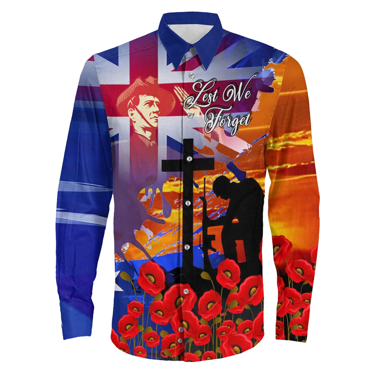 Clothing Anzac Day Soldier Long Sleeve Button Shirt