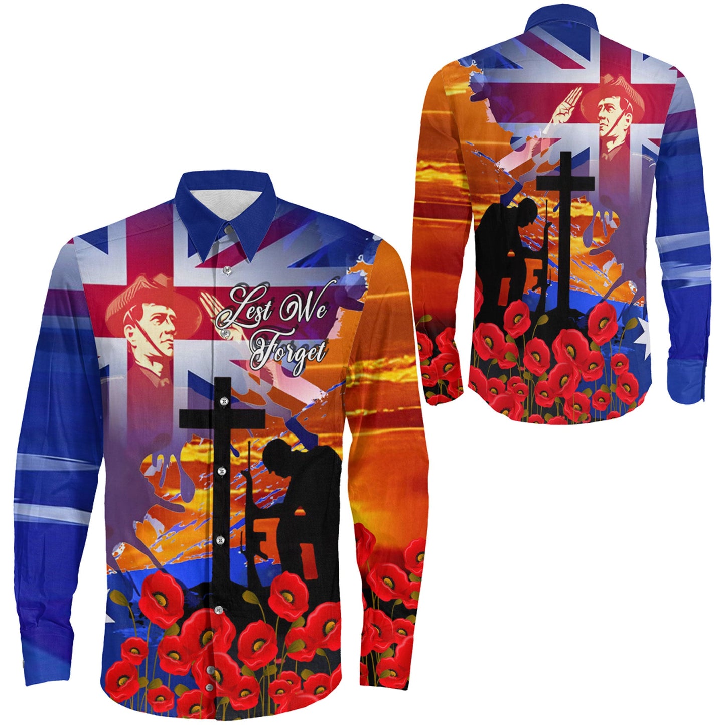 Clothing Anzac Day Soldier Long Sleeve Button Shirt