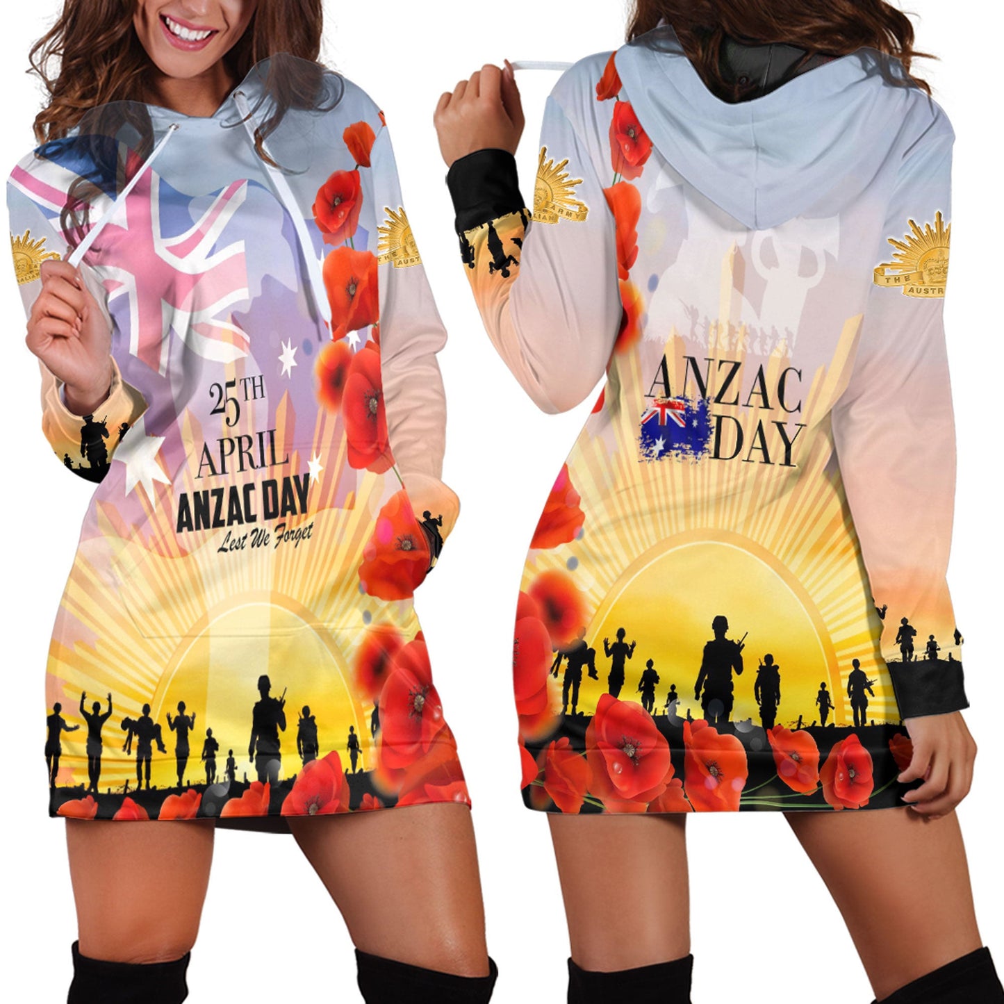 Clothing Anzac Day Australia Poppy Hoodie Dress