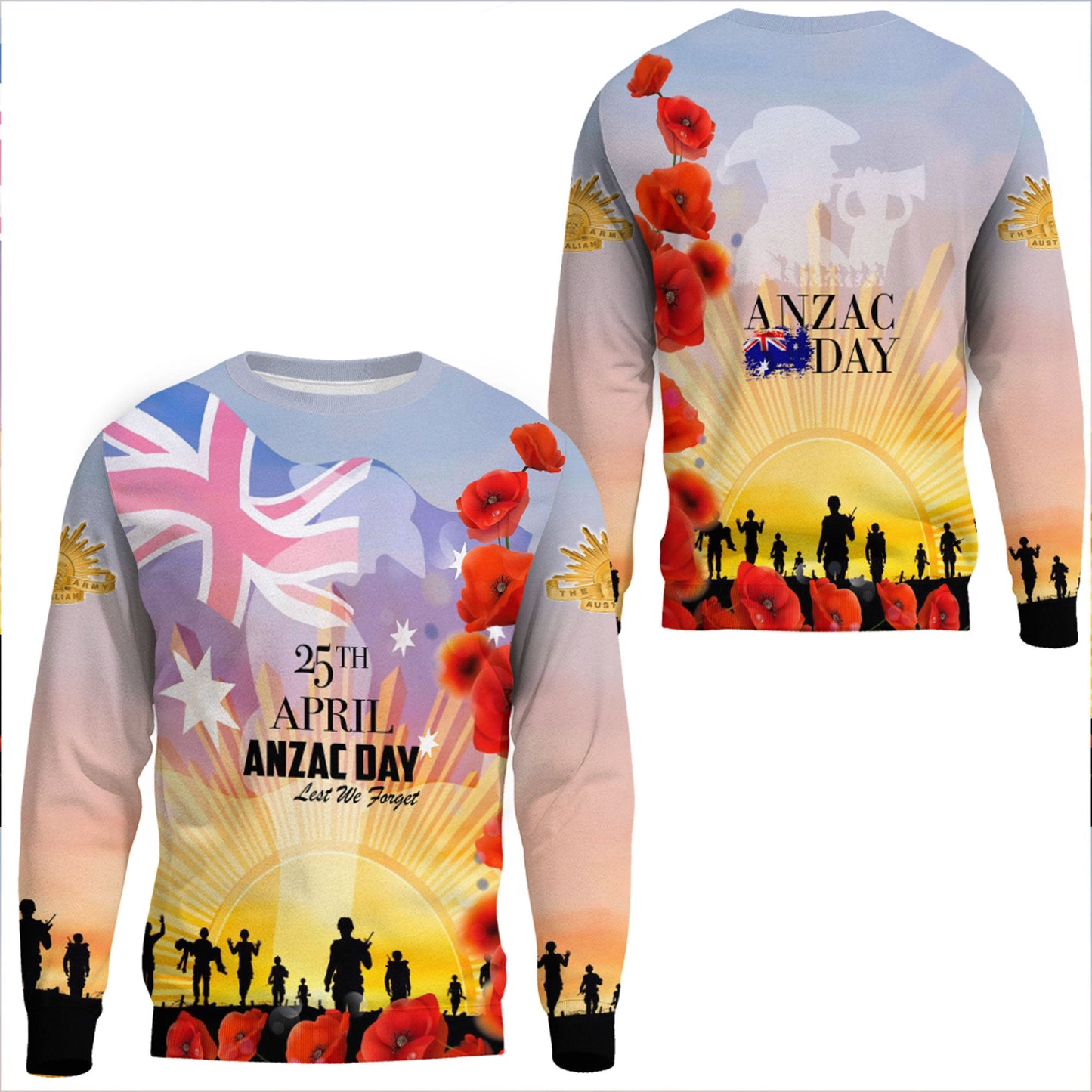 Clothing Anzac Day Australia Poppy Sweatshirts