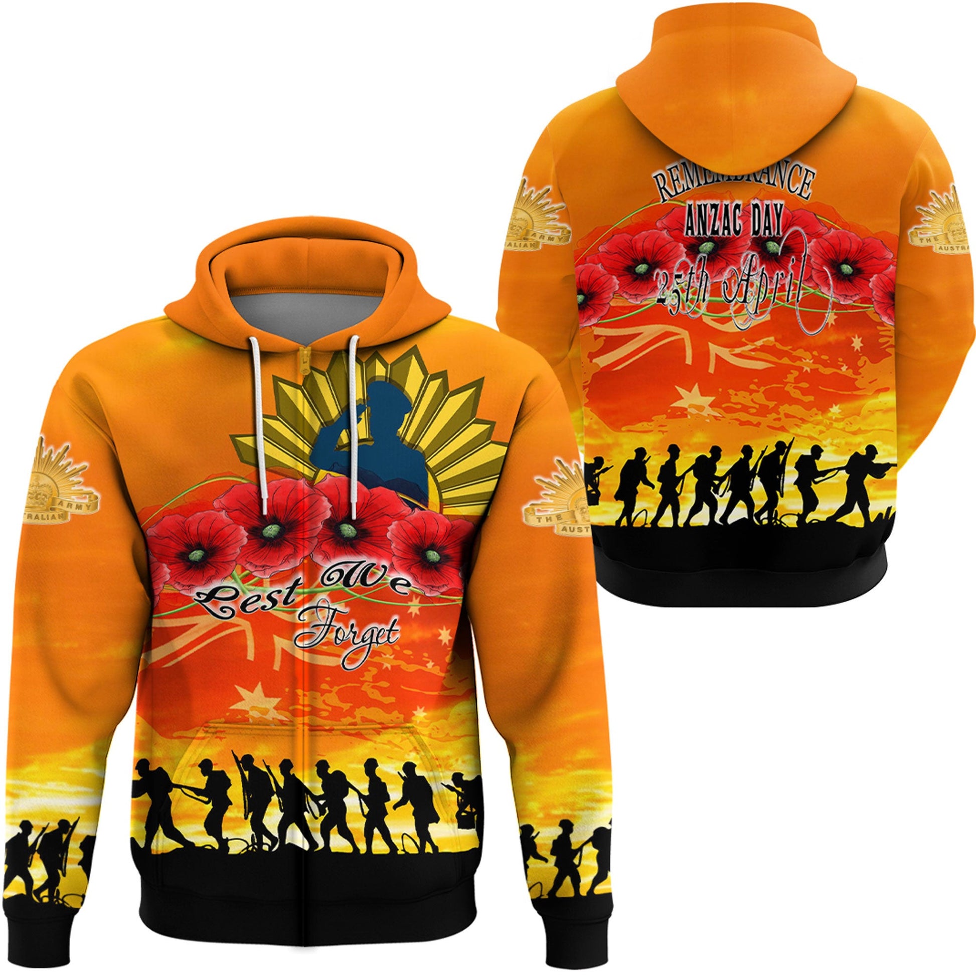 Clothing Anzac Day Australian Zip Hoodie
