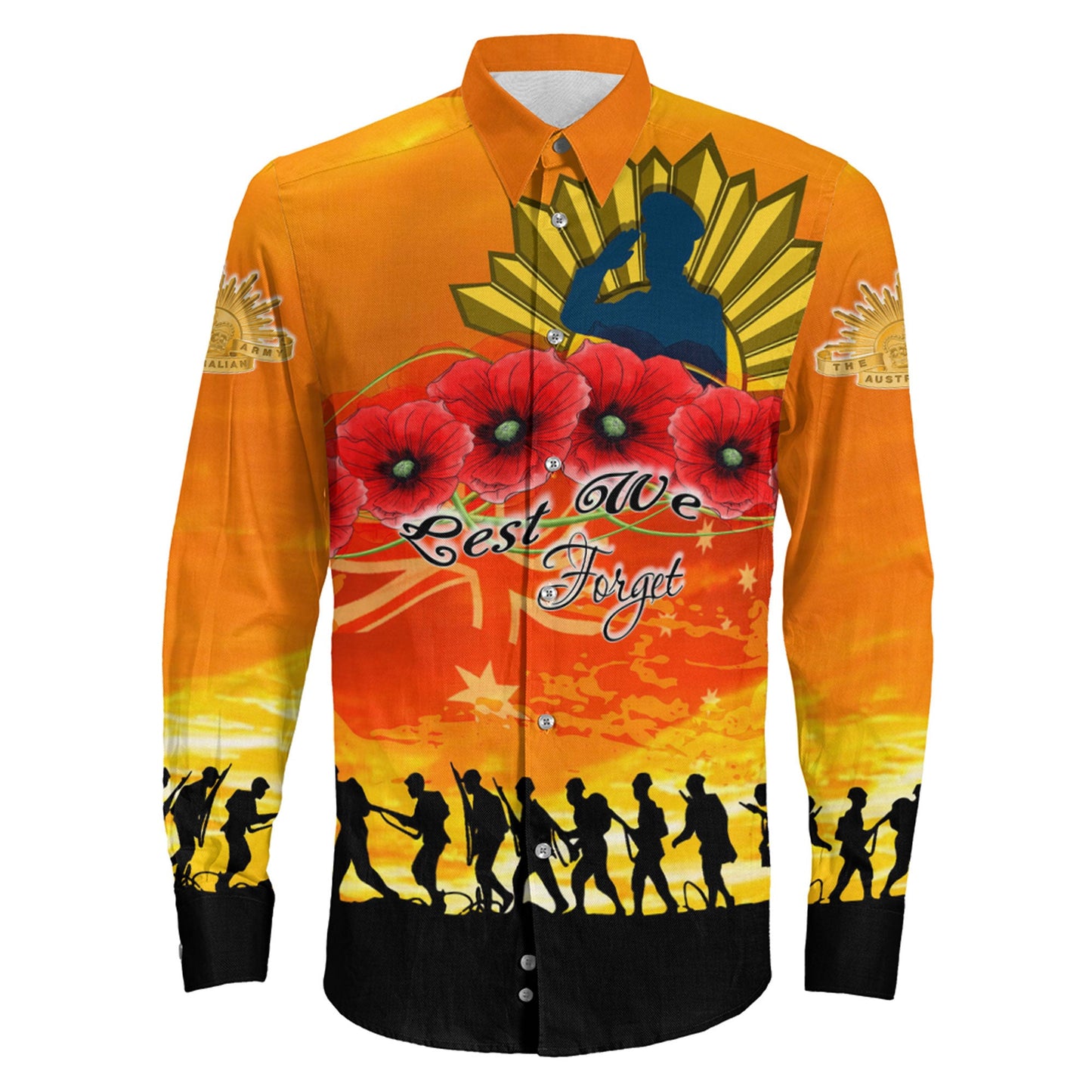 Clothing Anzac Day Australian Long Sleeve Button Shirt