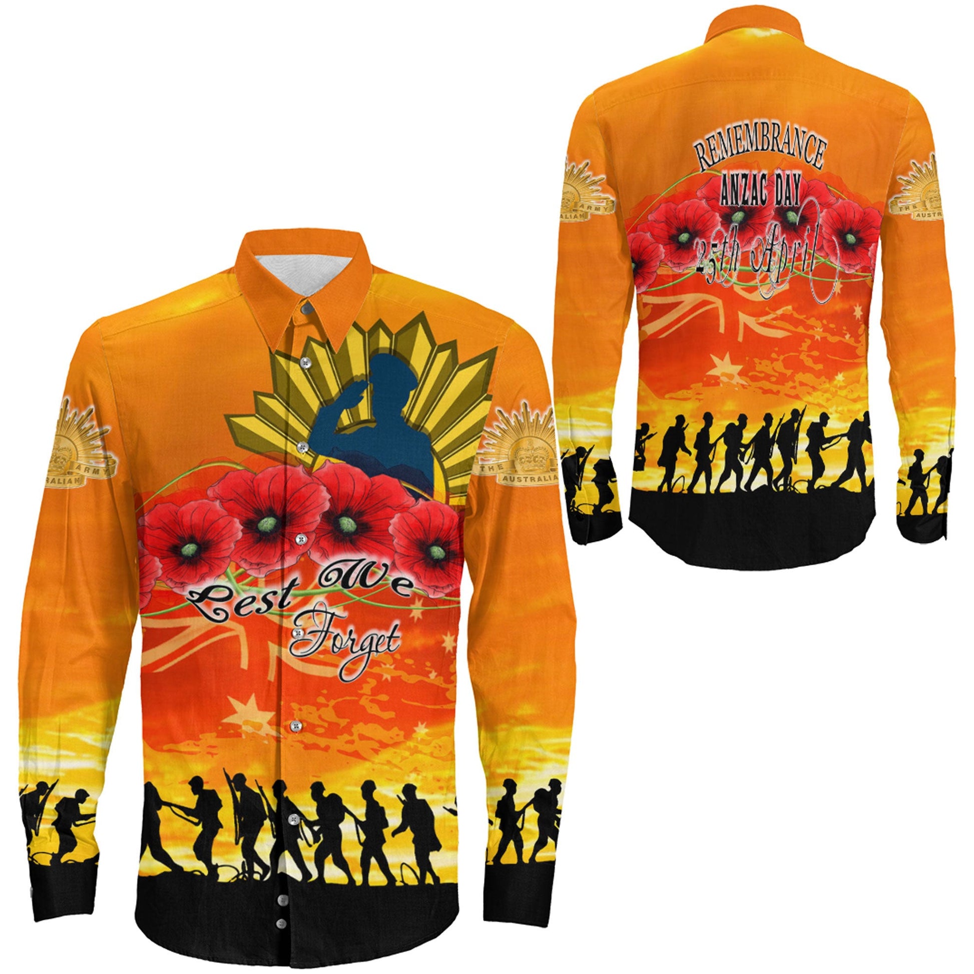 Clothing Anzac Day Australian Long Sleeve Button Shirt