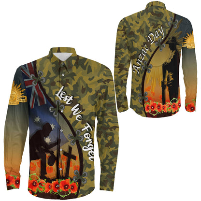 Clothing Anzac Day Camouflage Soldier Australian Long Sleeve Button Shirt