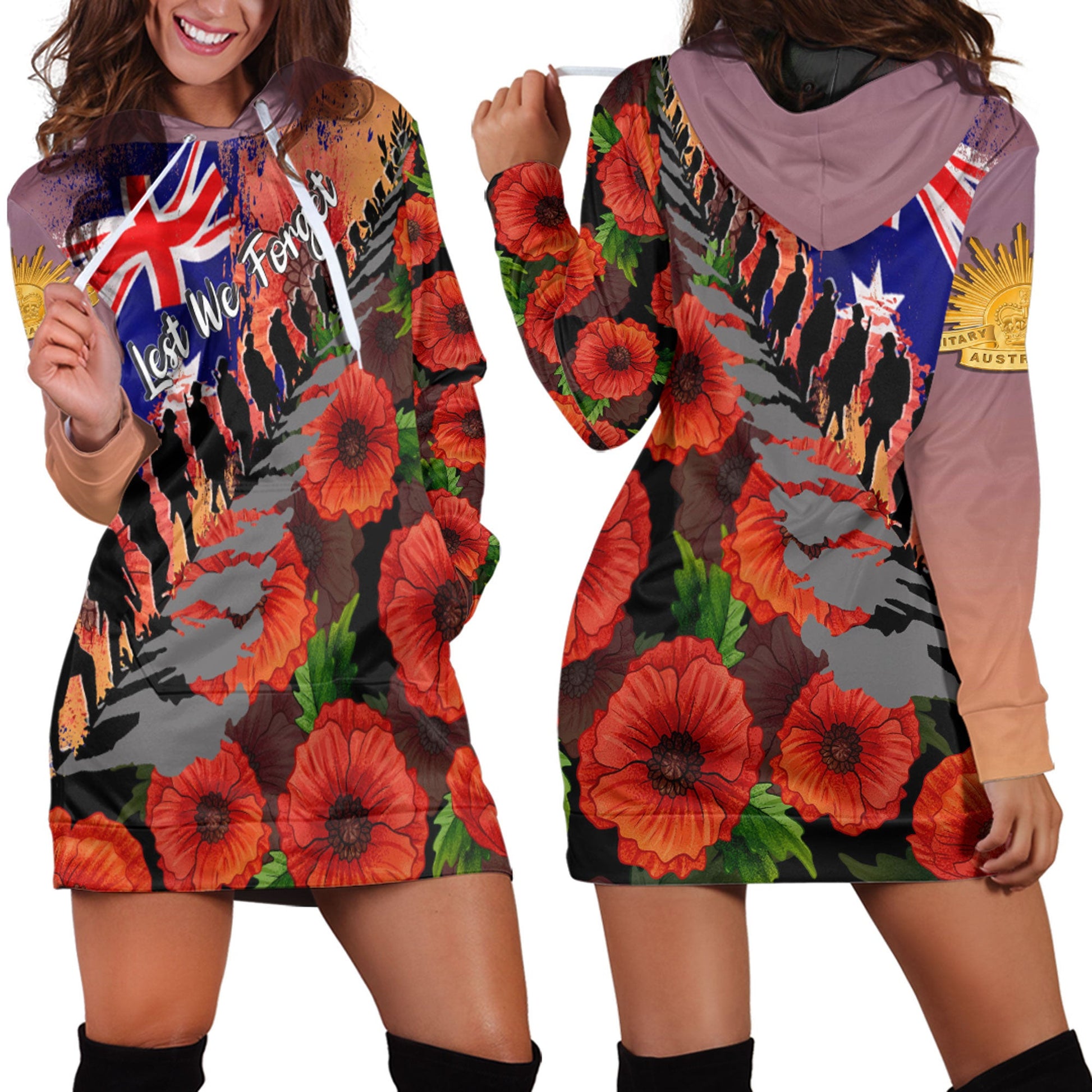Clothing Anzac Day Poppys Hoodie Dress