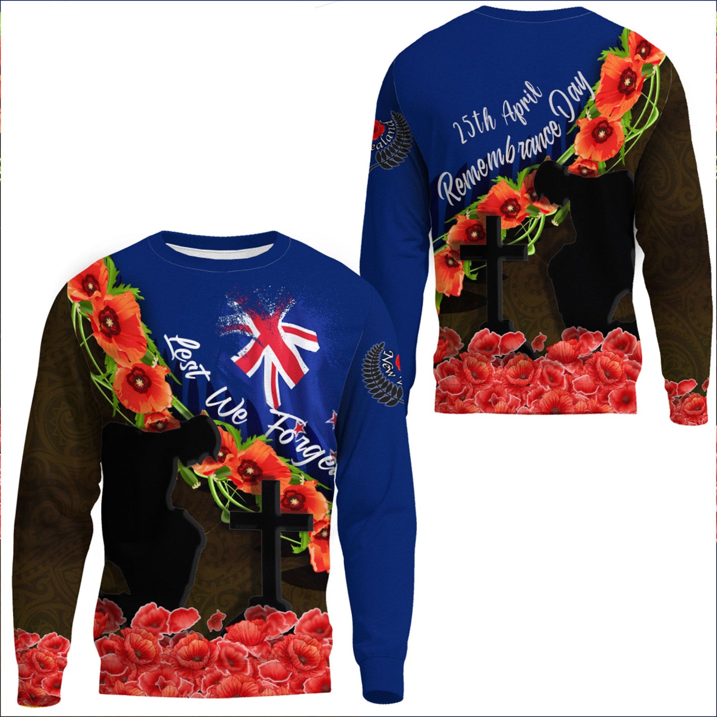 Clothing Anzac Day Poppy And Fern Sweatshirts