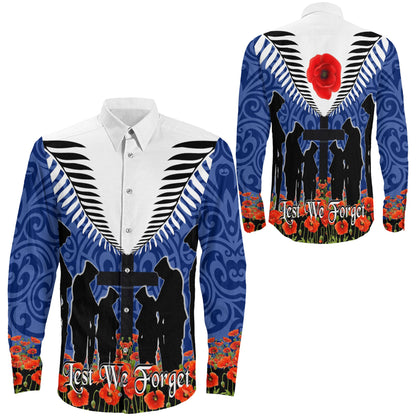 Clothing Anzac Day Soldier And Poppys Long Sleeve Button Shirt