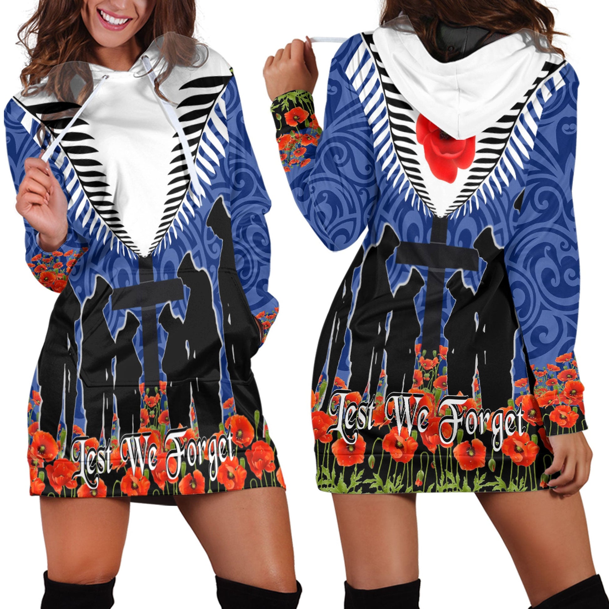 Clothing Anzac Day Soldier And Poppys Hoodie Dress