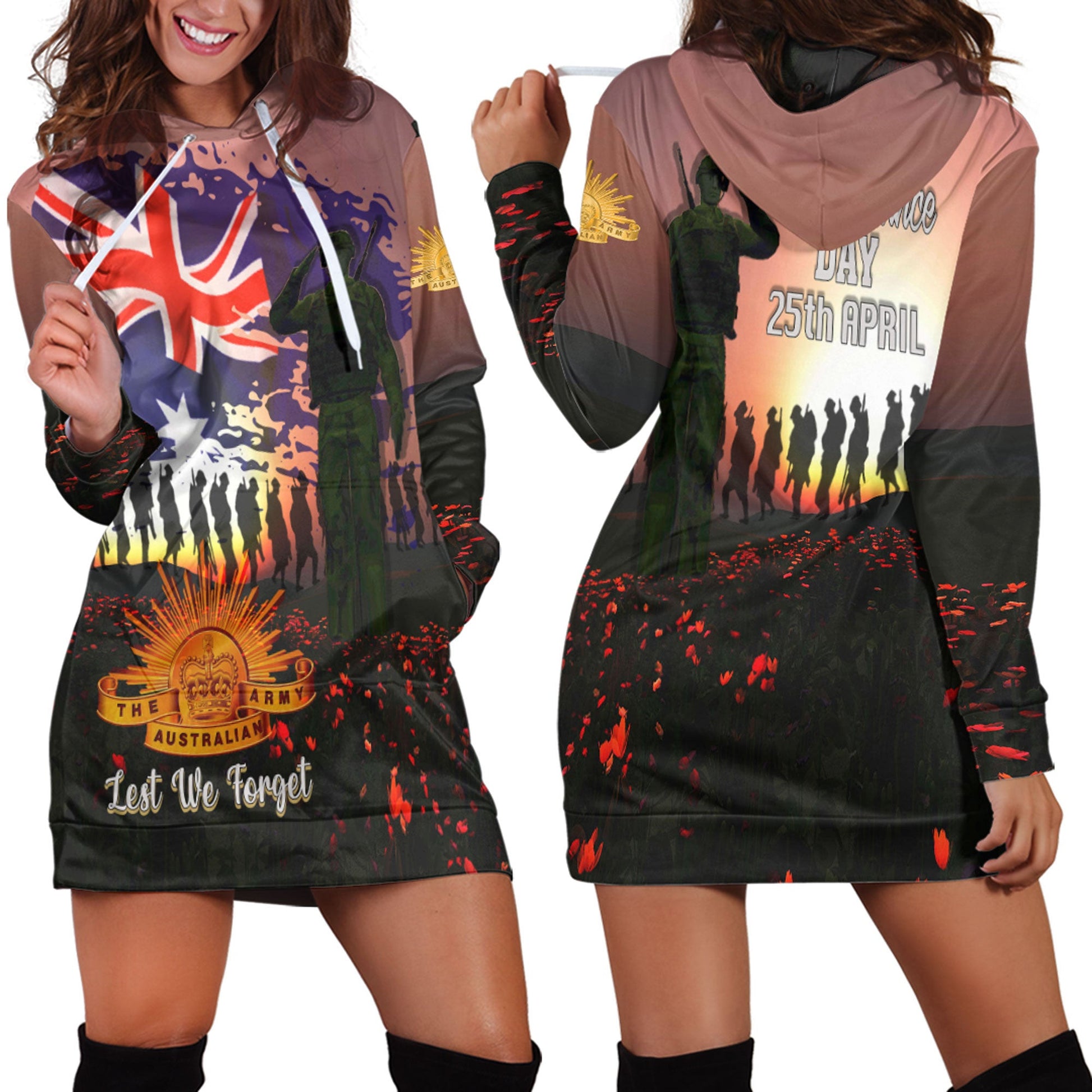 Clothing Anzac Day Soldier Australian Hoodie Dress