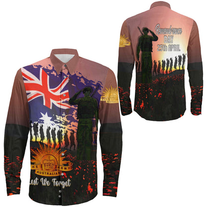 Clothing Anzac Day Soldier Australian Long Sleeve Button Shirt