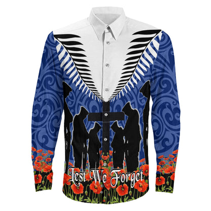 Clothing Anzac Day Soldier And Poppys Long Sleeve Button Shirt