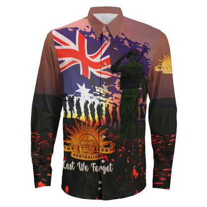 Clothing Anzac Day Soldier Australian Long Sleeve Button Shirt