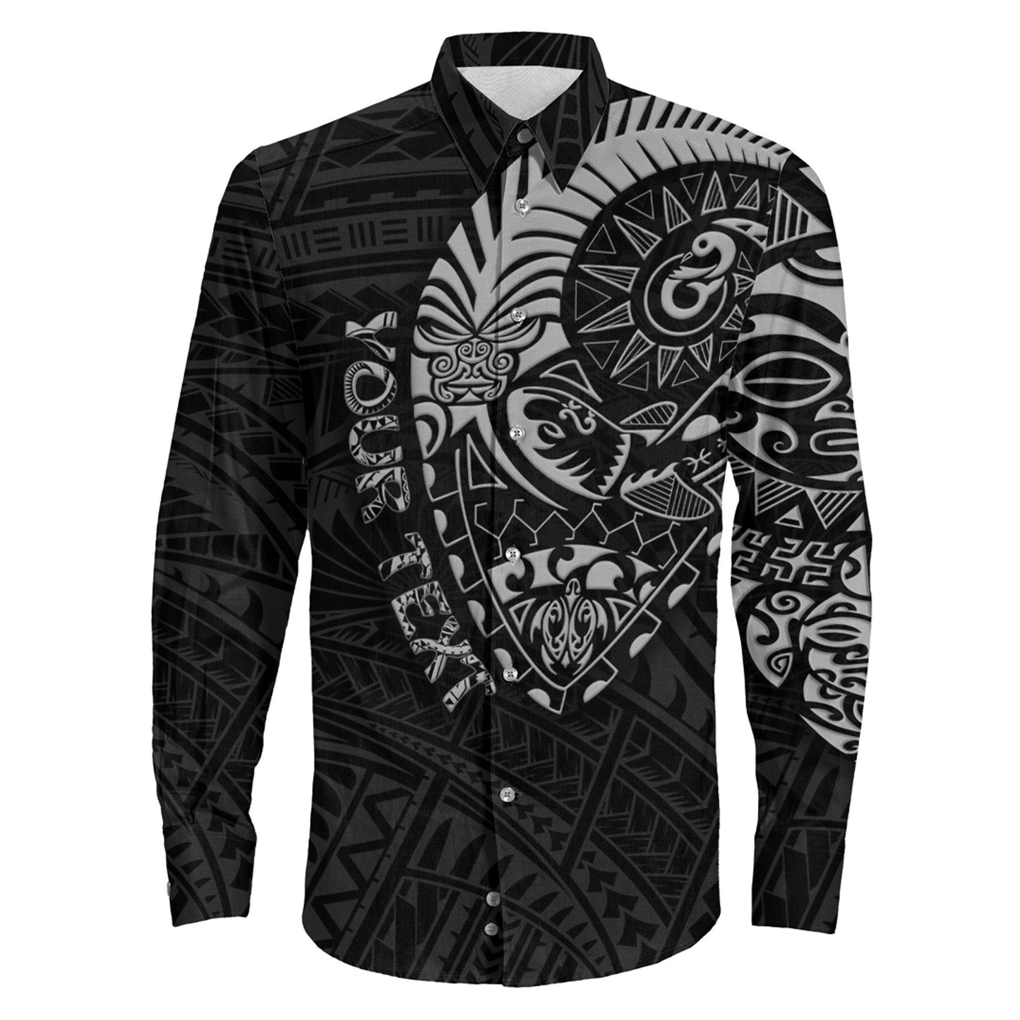 Clothing Maori Fern Symbol Long Sleeve Button Shirt