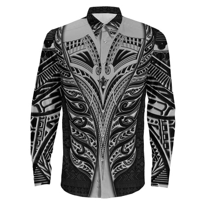 Clothing Maori Fern Neck Long Sleeve Button Shirt