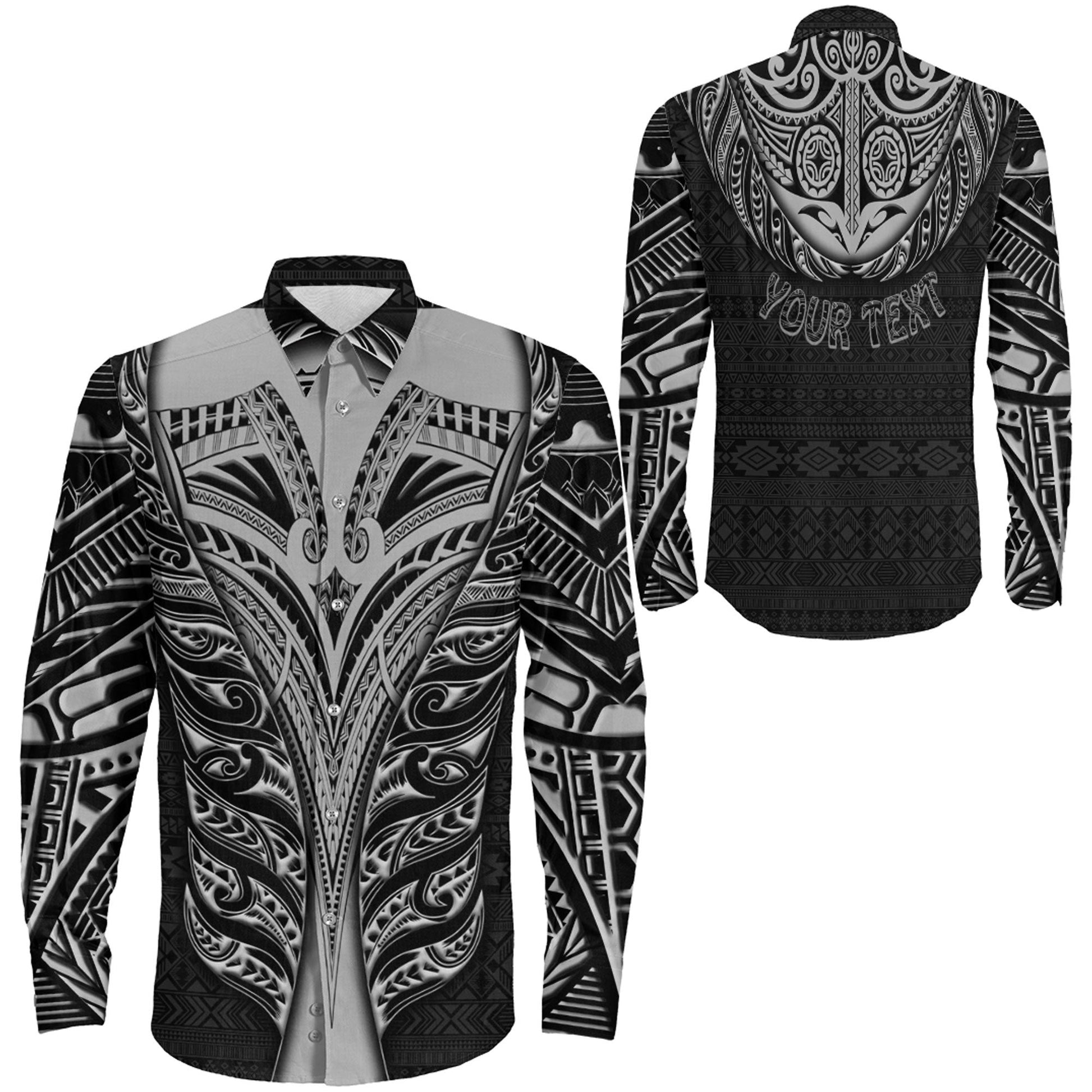Clothing Maori Fern Neck Long Sleeve Button Shirt