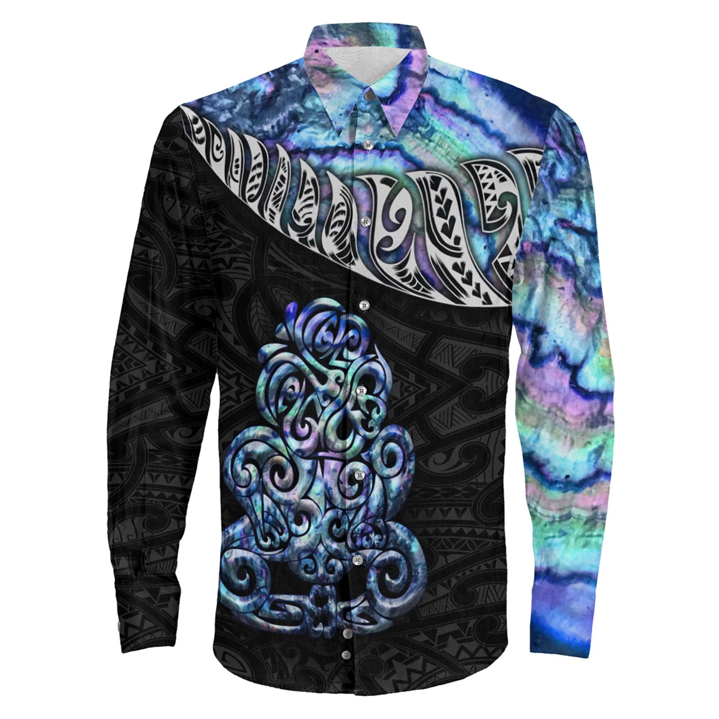 Clothing Maori Tiki Shell Long Sleeve Button Shirt