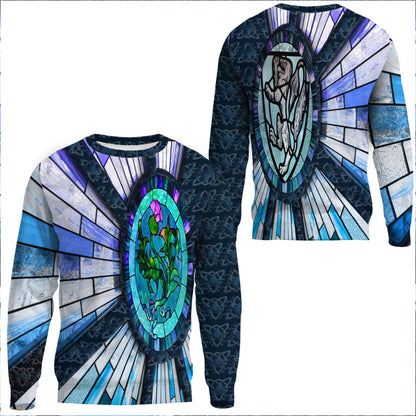 Clothing Thistle Scotland Celtic Knot and Strained Window Blue Style Sweatshirts