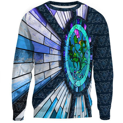 Clothing Thistle Scotland Celtic Knot and Strained Window Blue Style Sweatshirts