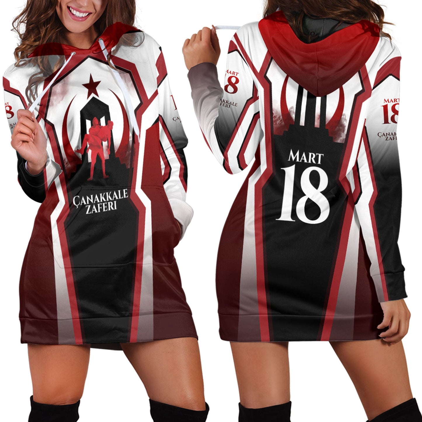 Clothing Canakkale Zaferi, Mart 18 Sport Style Hoodie Dress