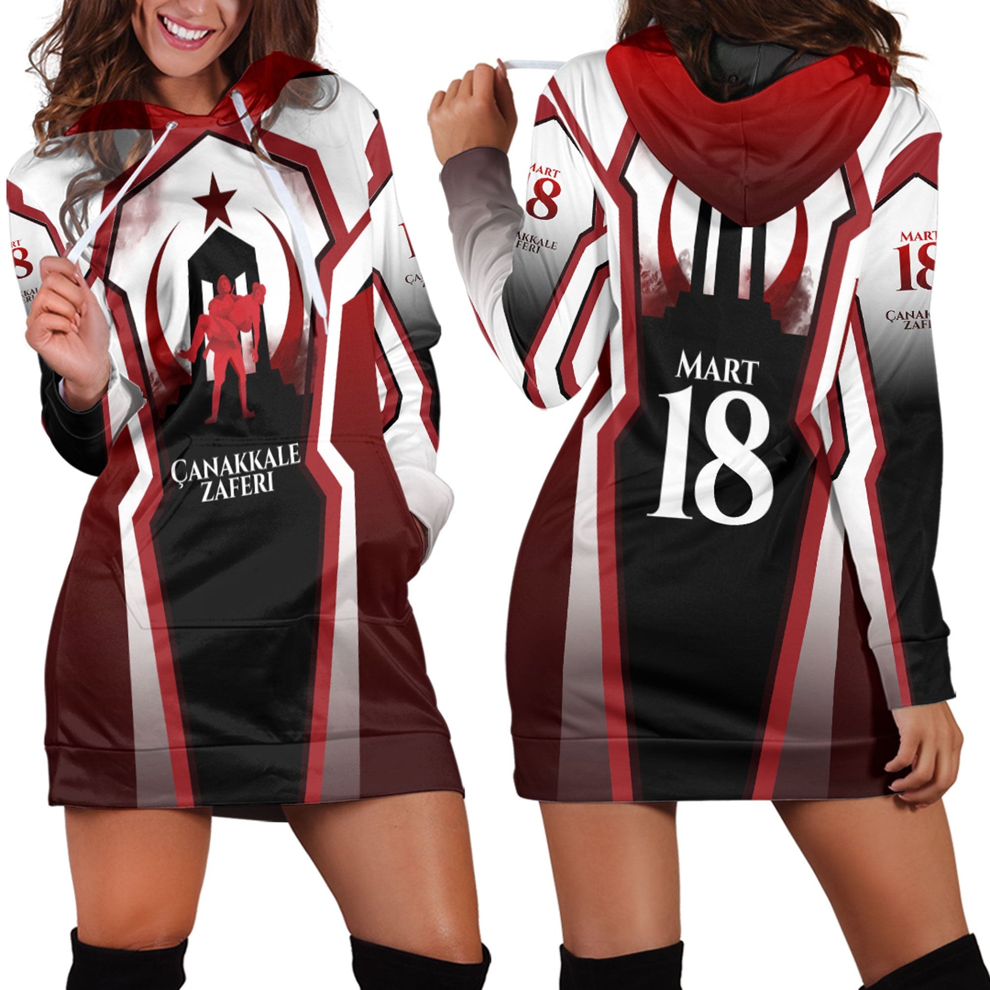 Clothing Canakkale Zaferi, Mart 18 Sport Style Hoodie Dress