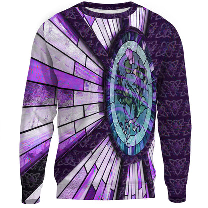Clothing Thistle Scotland Celtic Knot and Strained Windown Purple Style Sweatshirts