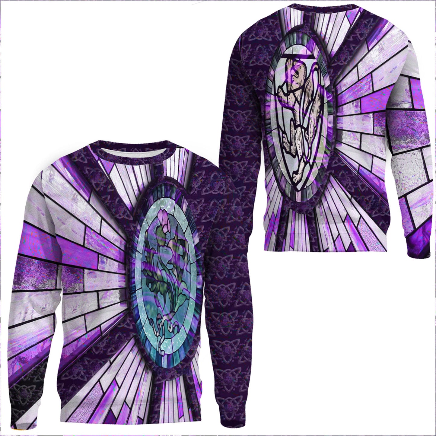 Clothing Thistle Scotland Celtic Knot and Strained Windown Purple Style Sweatshirts