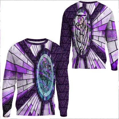 Clothing Thistle Scotland Celtic Knot and Strained Windown Purple Style Sweatshirts