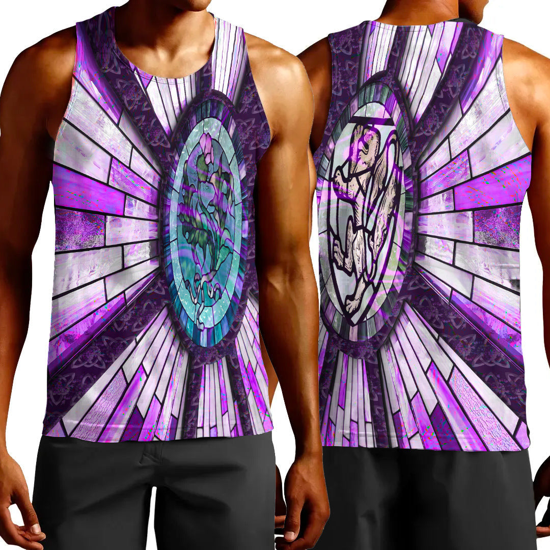 Clothing Thistle Scotland Celtic Knot and Strained Windown Purple Style Tank Top