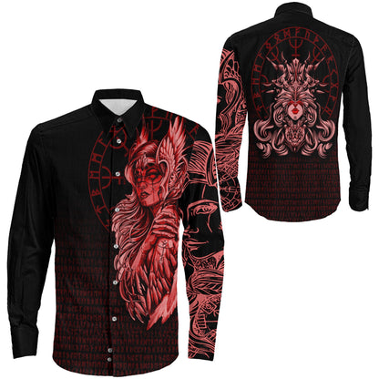 Clothing The Valkyries Viking Red Long Sleeve Button Shirt