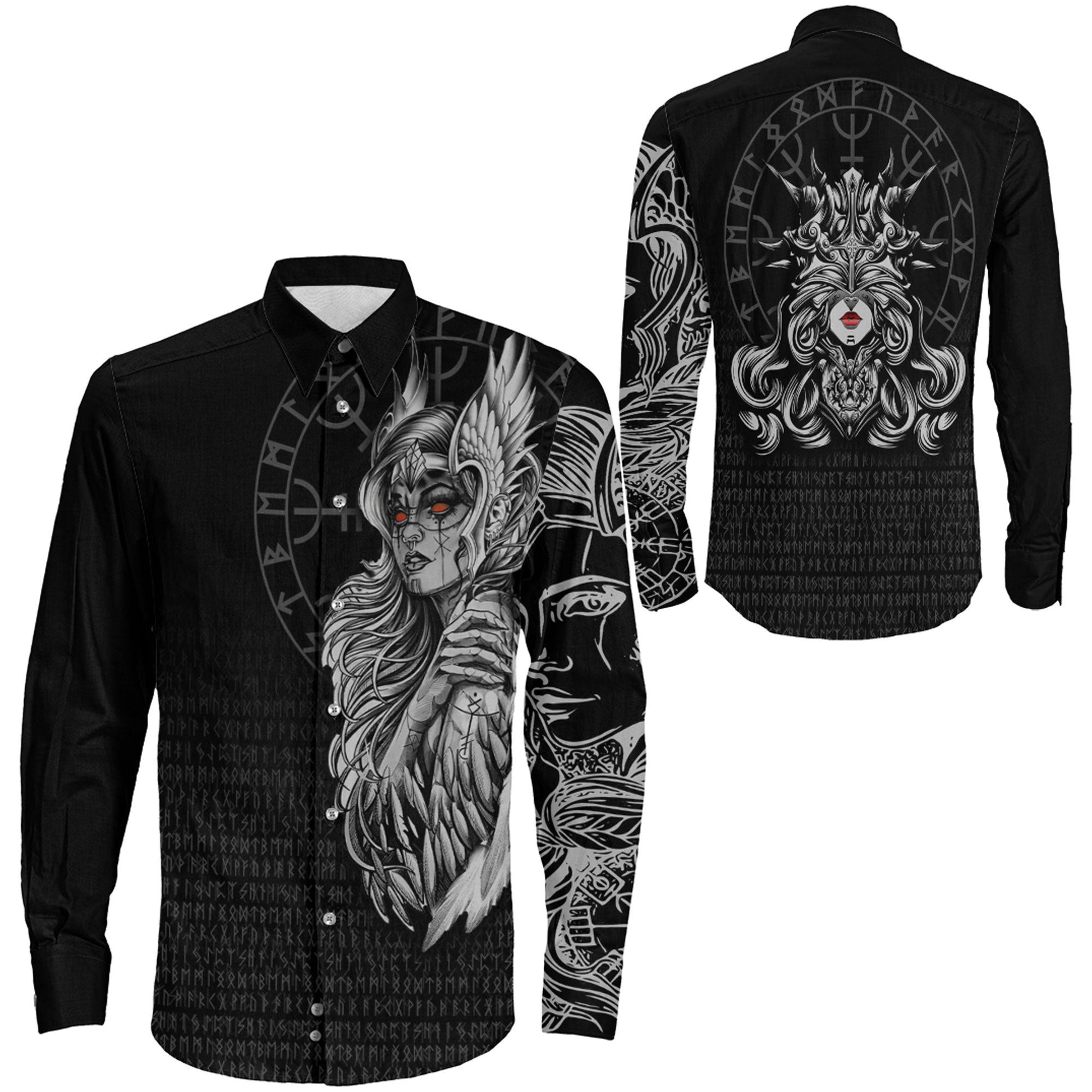 Clothing The Valkyries Viking Silver Long Sleeve Button Shirt