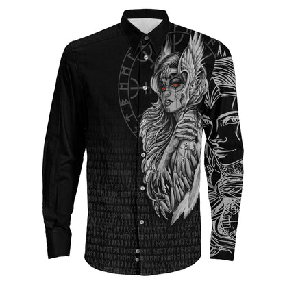 Clothing The Valkyries Viking Silver Long Sleeve Button Shirt