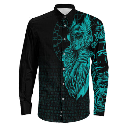 Clothing The Valkyries Viking Turquoise Long Sleeve Button Shirt
