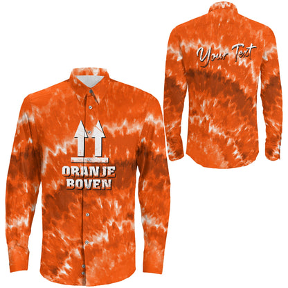 Clothing Netherlands King'S Day Oranje Boven Tie Dye Style Long Sleeve Button Shirt