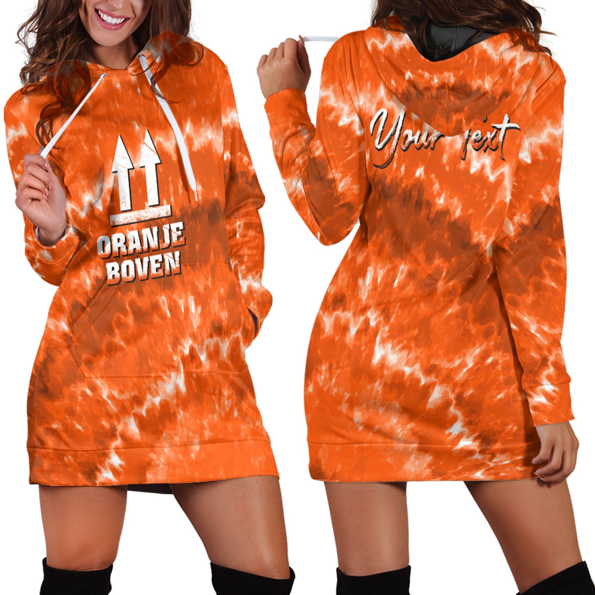 Clothing Netherlands King's Day Oranje Boven Tie Dye Style Hoodie Dress