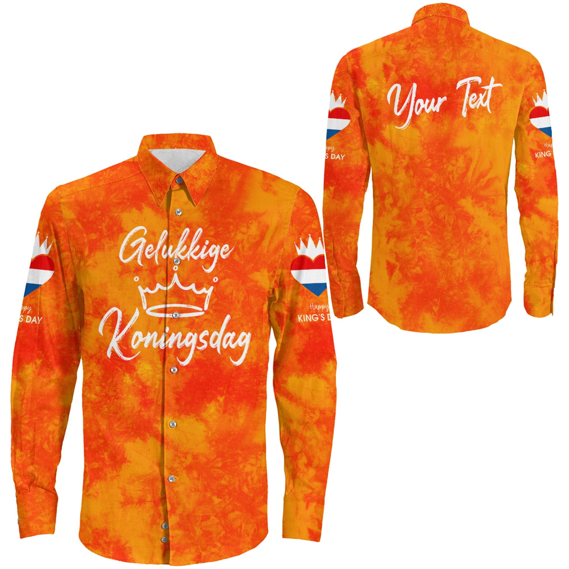 Clothing Netherlands King'S Day Gelukkige Koningsdag Long Sleeve Button Shirt