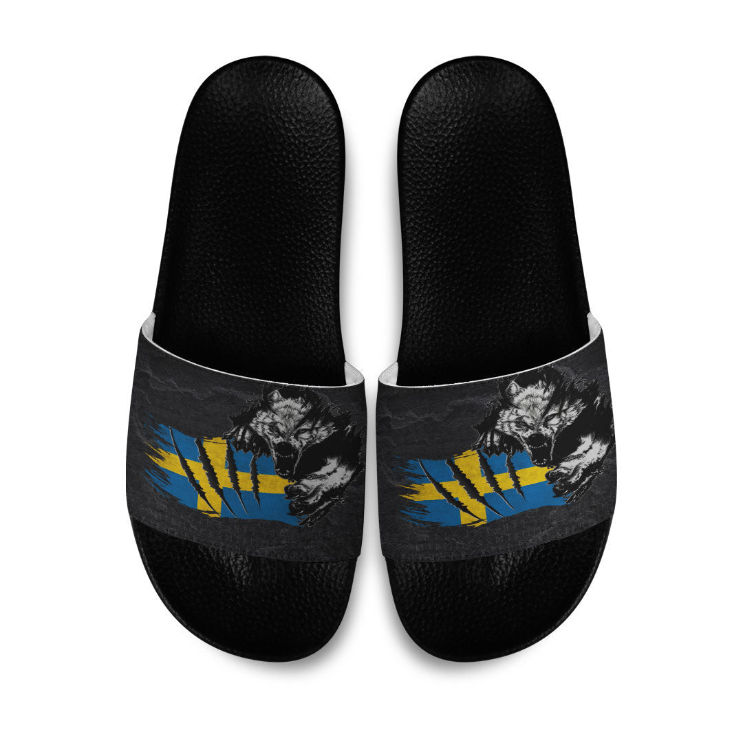 Slide Sandals Sweden Wolf Raven Slide Sandals