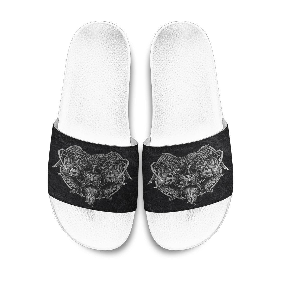 Slide Sandals Wolf And Raven Of Odin Viking Slide Sandals